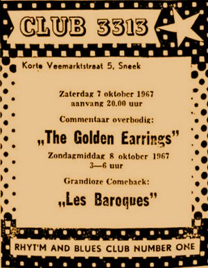 Golden Earrings show ad Sneek - Club 3313 October 07, 1967